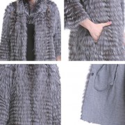 Women Fox Fur Long Coat Knitted Jacket