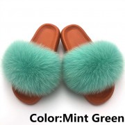 Women Fox Fur Slides Summer Multiple Color Slippers