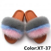 Real Fox Fur Slides Raccoon Fur Slippers Summer