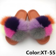 Real Fox Fur Slides Raccoon Fur Slippers Summer