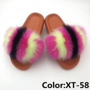 Real Fox Fur Slides Raccoon Fur Slippers Summer