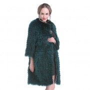 Women Fox Fur Long Coat Knitted Jacket