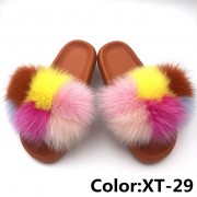 Real Fox Fur Slides Raccoon Fur Slippers Summer