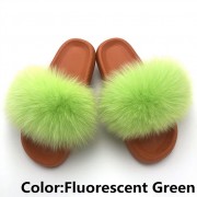 Women Fox Fur Slides Summer Multiple Color Slippers