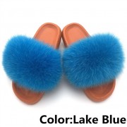 Women Fox Fur Slides Summer Multiple Color Slippers