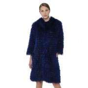 Women Fox Fur Long Coat Knitted Jacket