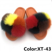 Real Fox Fur Slides Raccoon Fur Slippers Summer