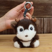 Mink fur fawn keychain plush fur keyring bag charm children cartoon animal doll