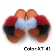 Real Fox Fur Slides Raccoon Fur Slippers Summer