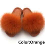 Women Fox Fur Slides Summer Multiple Color Slippers