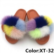 Real Fox Fur Slides Raccoon Fur Slippers Summer