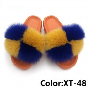 Real Fox Fur Slides Raccoon Fur Slippers Summer