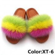 Real Fox Fur Slides Raccoon Fur Slippers Summer