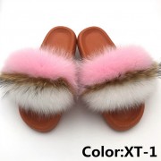 Real Fox Fur Slides Raccoon Fur Slippers Summer