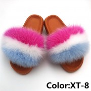 Real Fox Fur Slides Raccoon Fur Slippers Summer