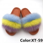 Real Fox Fur Slides Raccoon Fur Slippers Summer