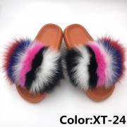 Real Fox Fur Slides Raccoon Fur Slippers Summer