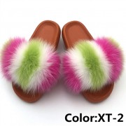 Real Fox Fur Slides Raccoon Fur Slippers Summer