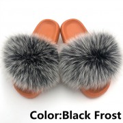 Women Fox Fur Slides Summer Multiple Color Slippers