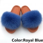 Women Fox Fur Slides Summer Multiple Color Slippers