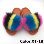 Real Fox Fur Slides Raccoon Fur Slippers Summer