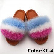 Real Fox Fur Slides Raccoon Fur Slippers Summer