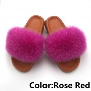 Women Fox Fur Slides Summer Multiple Color Slippers