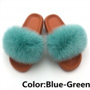 Women Fox Fur Slides Summer Multiple Color Slippers