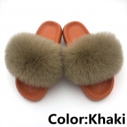 Women Fox Fur Slides Summer Multiple Color Slippers