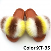 Real Fox Fur Slides Raccoon Fur Slippers Summer