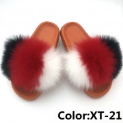 Real Fox Fur Slides Raccoon Fur Slippers Summer