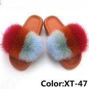 Real Fox Fur Slides Raccoon Fur Slippers Summer