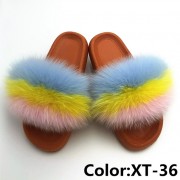 Real Fox Fur Slides Raccoon Fur Slippers Summer