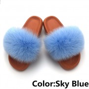 Women Fox Fur Slides Summer Multiple Color Slippers