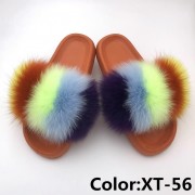 Real Fox Fur Slides Raccoon Fur Slippers Summer