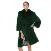 Women Fox Fur Long Coat Knitted Jacket