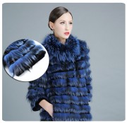 Real Silver Fox Fur Long Coat