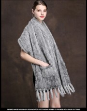 Real Mink Fur Handmade Knitted Shawl