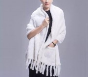 Real Mink Fur Handmade Knitted Shawl