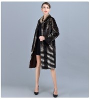 Women Knitted Mink Fur Coats with Fox Fur Sleeve