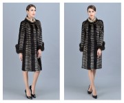 Women Knitted Mink Fur Coats with Fox Fur Sleeve