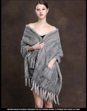 Real Mink Fur Handmade Knitted Shawl