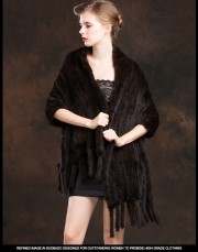 Real Mink Fur Handmade Knitted Shawl