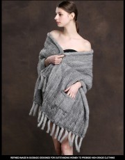 Real Mink Fur Handmade Knitted Shawl