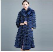 Real Silver Fox Fur Long Coat