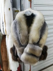 Full Fox Fur Scarf Genuine Fox Fur Shawl with Pocket