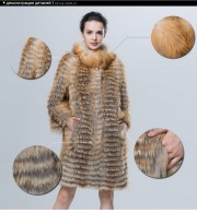 Real Red Fox Golden Overcoat Knitted Striped Style