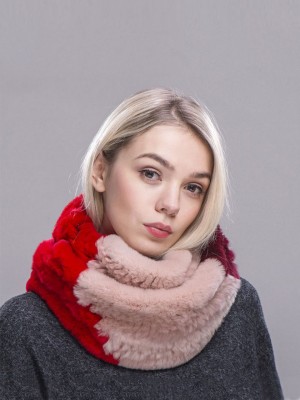 Women Circle Rex Rabbit Fur Scarf