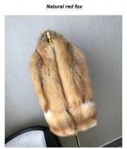 Full Fox Fur Scarf Genuine Fox Fur Shawl with Pocket