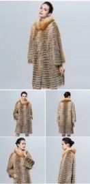 Real Red Fox Golden Overcoat Knitted Striped Style